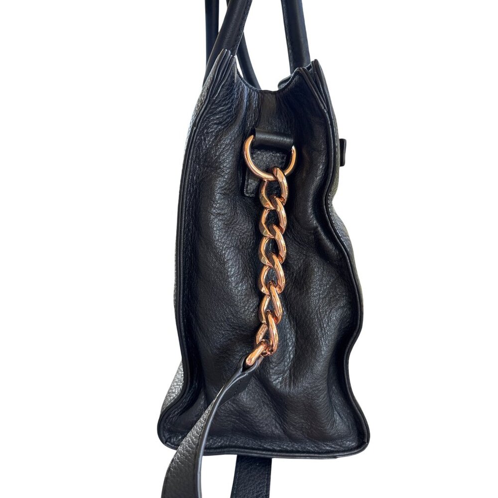 Michael Kors MK Hamilton Tote Handbag‎ Purse Black Pebbled Leather - Picture 8 of 15